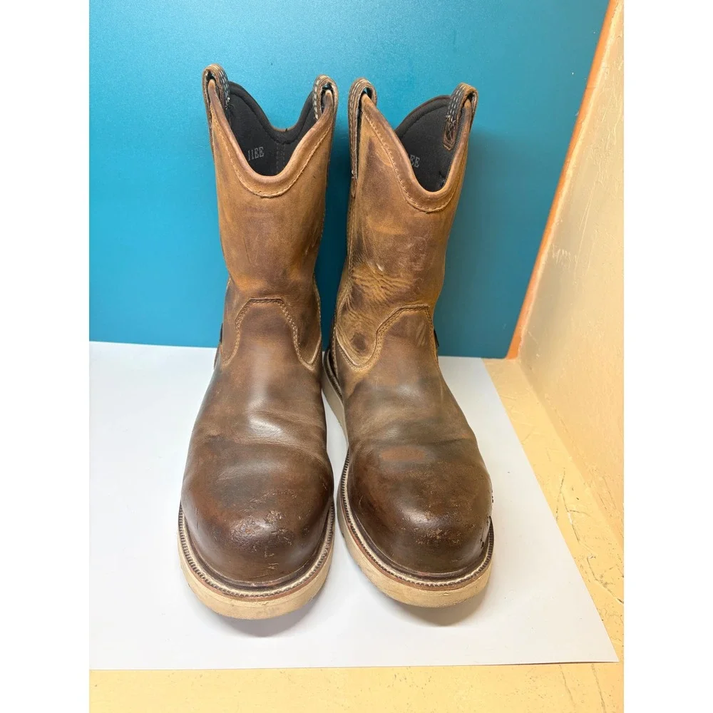 Ariat Mens 11EE Brown Leather Composite Toe Wedge Sole Work Boots